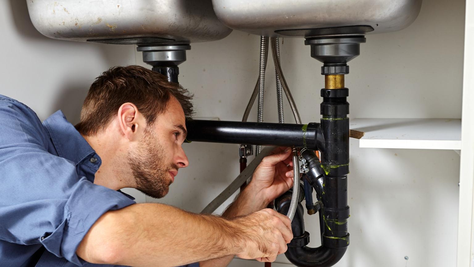 Plumber under sink